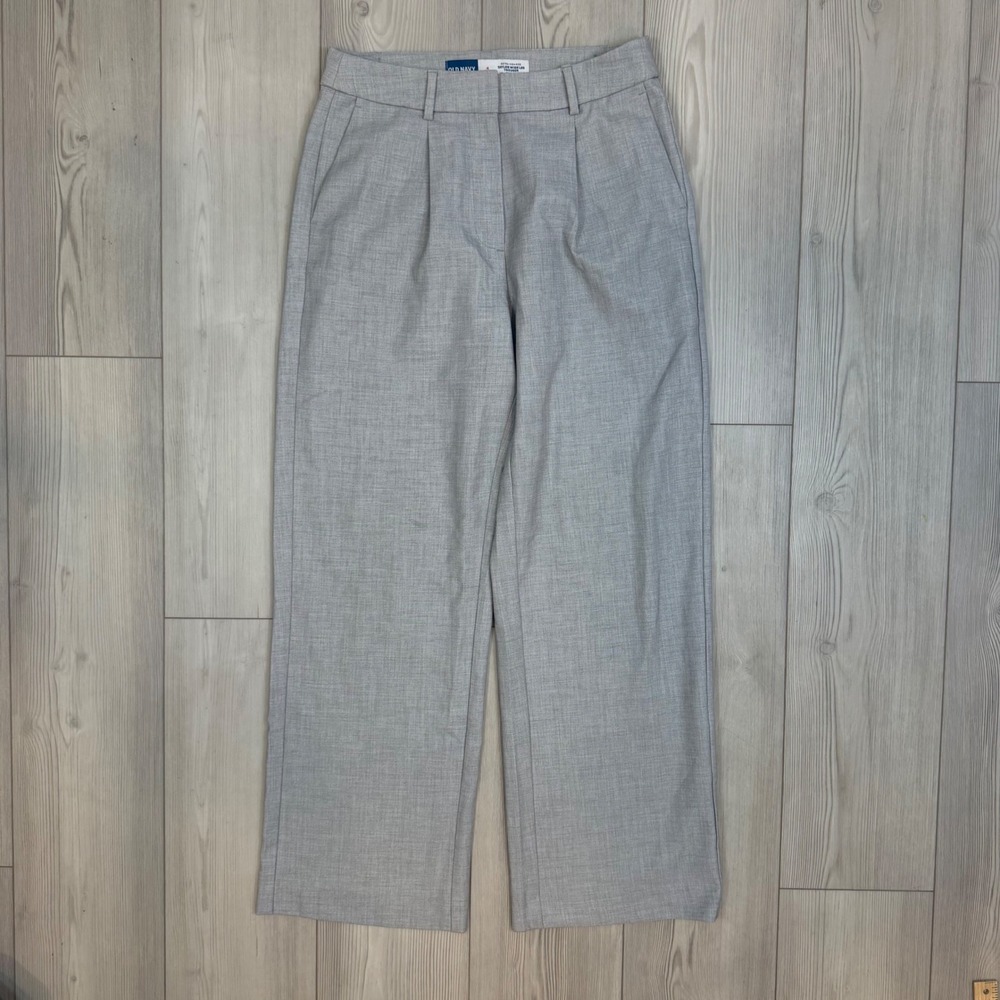 Old‎ Navy Taylor Wide Leg Trouser Extra High Rise Light Grey Pleated Pants 4